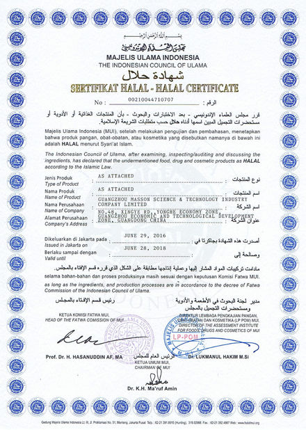 CHINA Masson Group Company Limited Certificaten